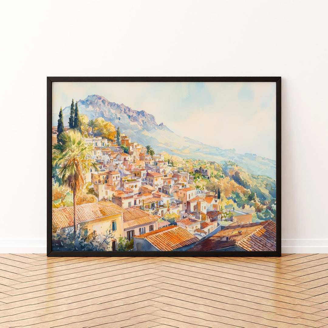 Taormina Watercolor Poster Landscape Wall Art Taormina Wall Hanging Home Décor Taormina Gift Art Lovers Italy Wall Art