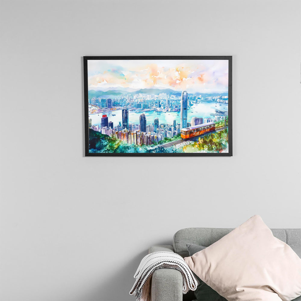 Hong Kong Watercolor Poster Landscape Wall Art Hong Kong Wall Hanging Home Décor Hong Kong Gift Art Lovers China Wall Art