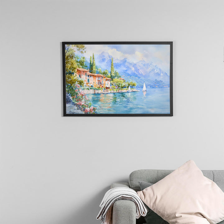Lake Garda Watercolor Poster Landscape Wall Art Lake Garda Wall Hanging Home Décor Lake Garda Gift Art Lovers Italy Wall Art