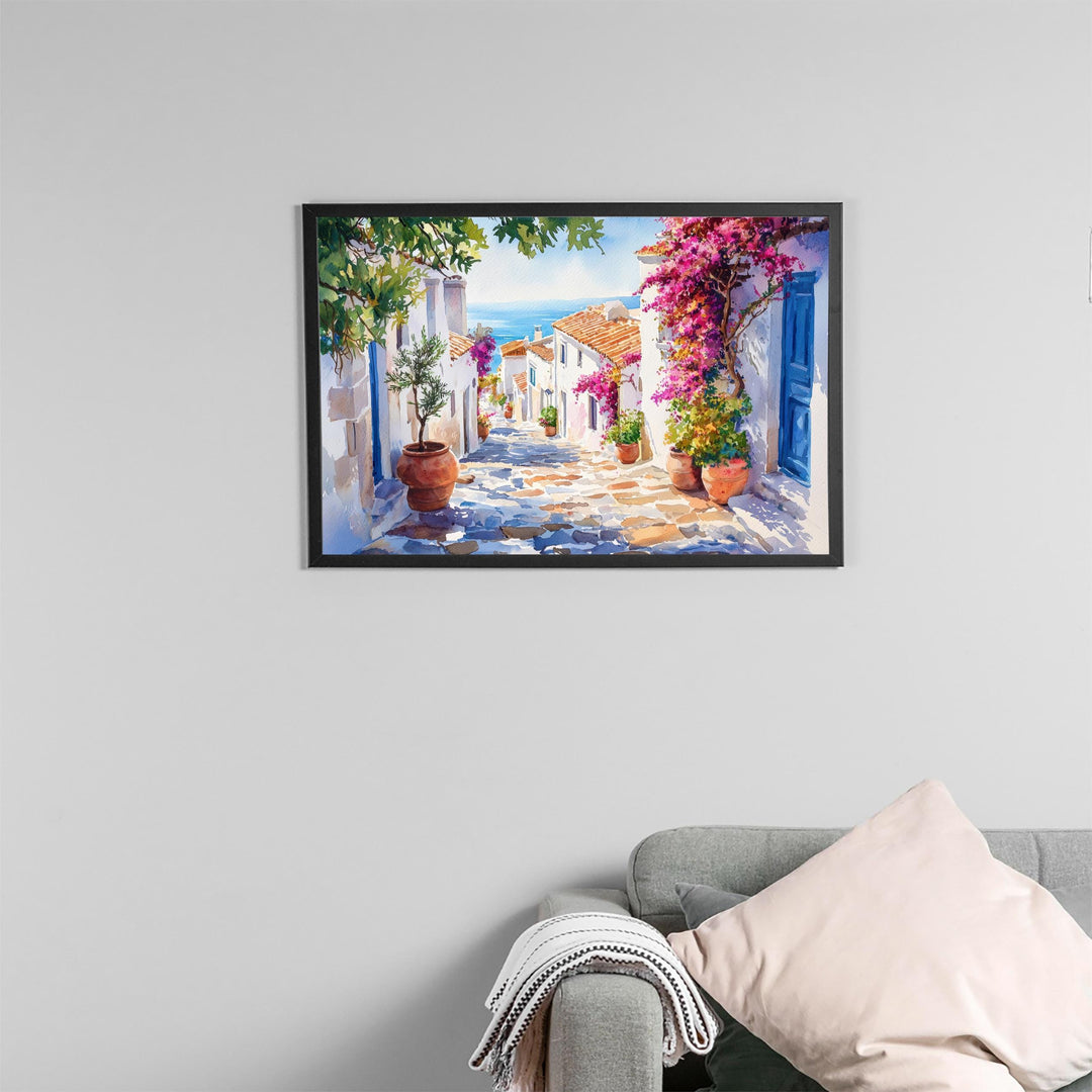 Crete Watercolor Poster Landscape Wall Art Crete Wall Hanging Home Décor Crete Gift Art Lovers Greece Wall Art