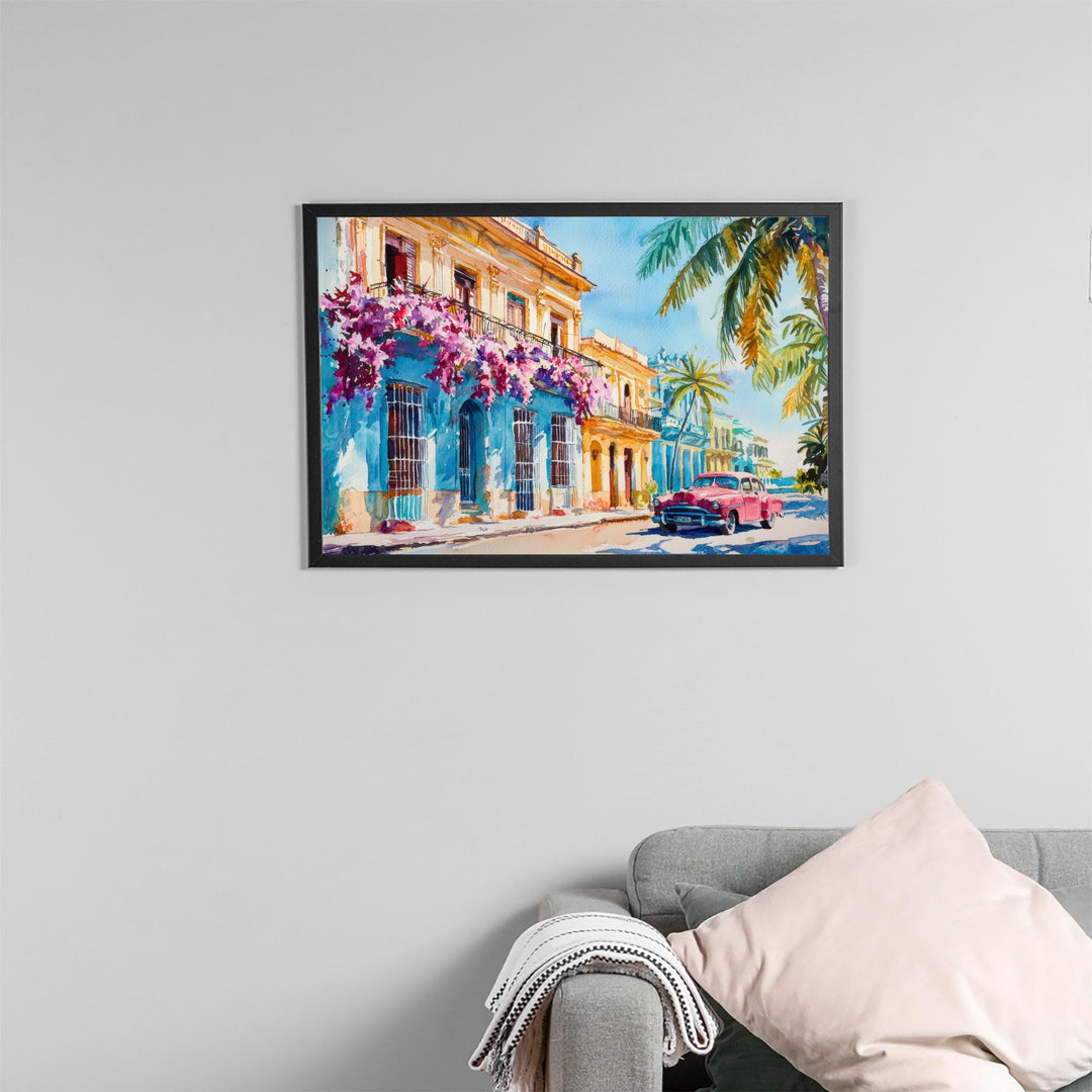 Cuba Watercolor Poster Landscape Wall Art Cuba Wall Hanging Home Décor Cuba Gift Art Lovers Cuba Wall Art