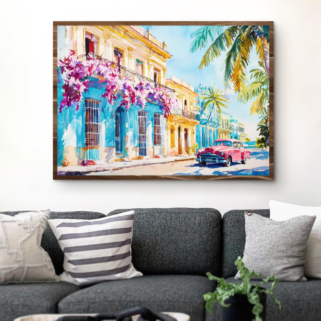 Cuba Watercolor Poster Landscape Wall Art Cuba Wall Hanging Home Décor Cuba Gift Art Lovers Cuba Wall Art