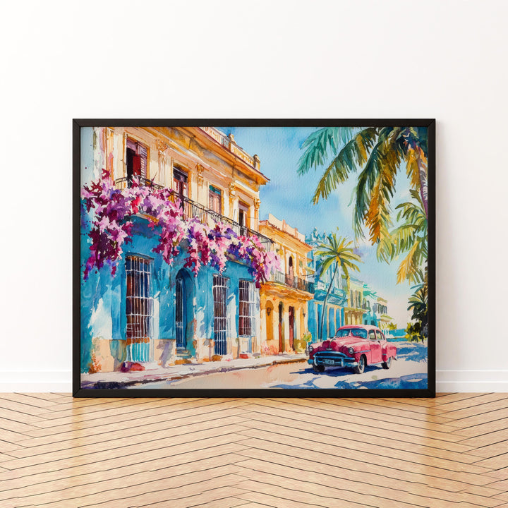 Cuba Watercolor Poster Landscape Wall Art Cuba Wall Hanging Home Décor Cuba Gift Art Lovers Cuba Wall Art