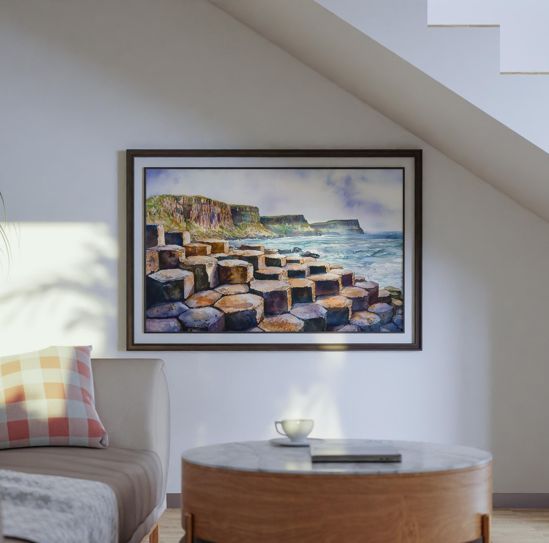 Giants Causeway Watercolor Poster Landscape Wall Art Giants Causeway Wall Hanging Home Décor Giants Causeway Gift Art Lovers United Kingdom