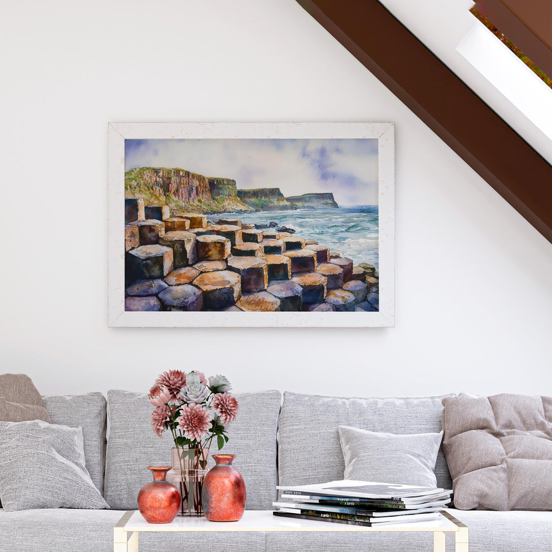 Giants Causeway Watercolor Poster Landscape Wall Art Giants Causeway Wall Hanging Home Décor Giants Causeway Gift Art Lovers United Kingdom