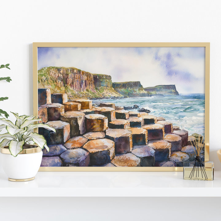 Giants Causeway Watercolor Poster Landscape Wall Art Giants Causeway Wall Hanging Home Décor Giants Causeway Gift Art Lovers United Kingdom