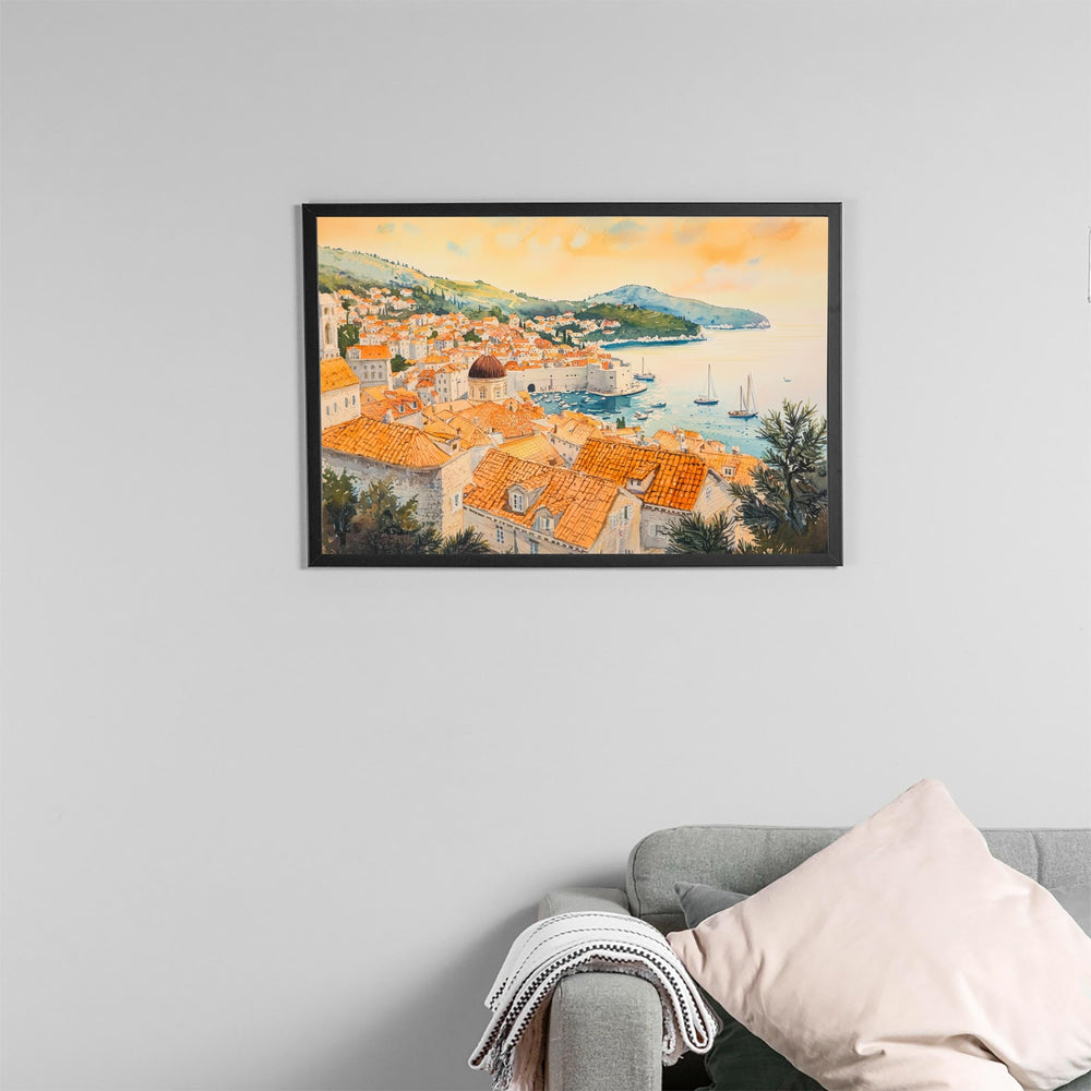 Dubrovnik Watercolor Poster Landscape Wall Art Dubrovnik Wall Hanging Home Décor Dubrovnik Gift Art Lovers Croatia Wall Art
