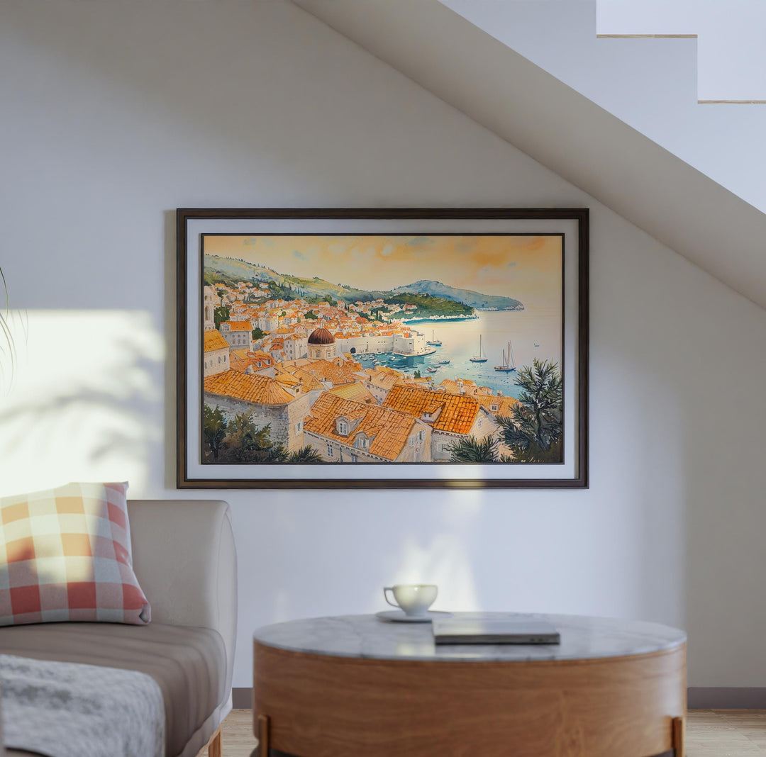 Dubrovnik Watercolor Poster Landscape Wall Art Dubrovnik Wall Hanging Home Décor Dubrovnik Gift Art Lovers Croatia Wall Art