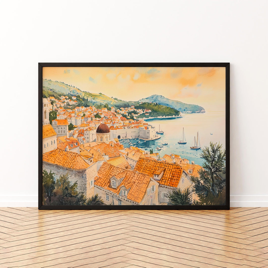Dubrovnik Watercolor Poster Landscape Wall Art Dubrovnik Wall Hanging Home Décor Dubrovnik Gift Art Lovers Croatia Wall Art