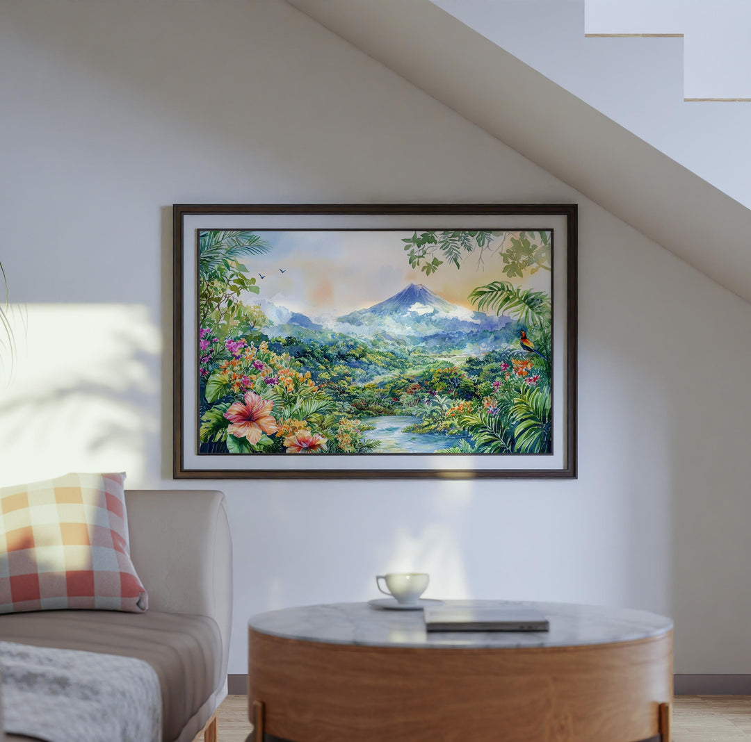 Costa Rica Watercolor Poster Landscape Wall Art Costa Rica Wall Hanging Home Décor Costa Rica Gift Art Lovers Costa Rica Wall Art