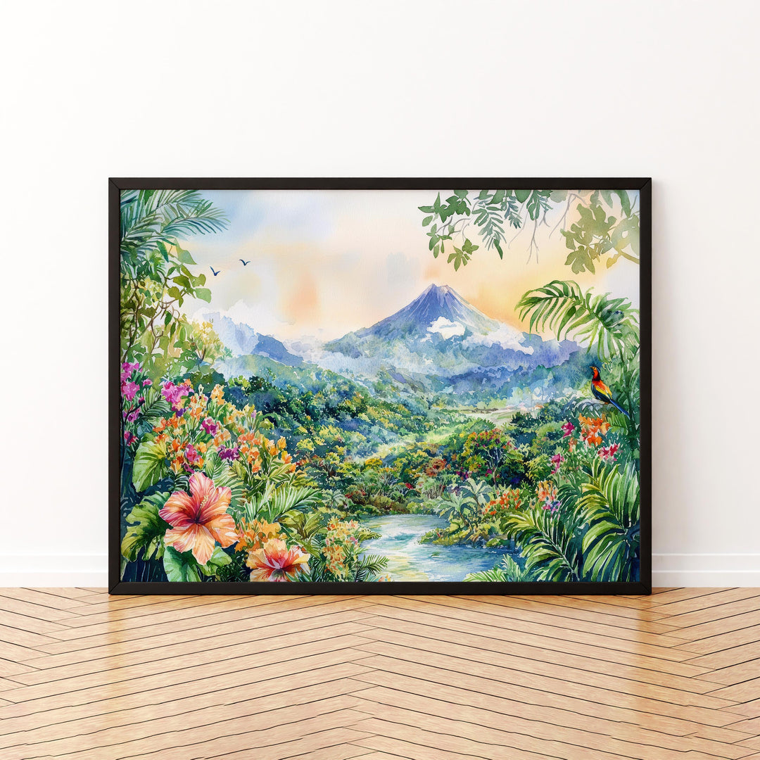 Costa Rica Watercolor Poster Landscape Wall Art Costa Rica Wall Hanging Home Décor Costa Rica Gift Art Lovers Costa Rica Wall Art