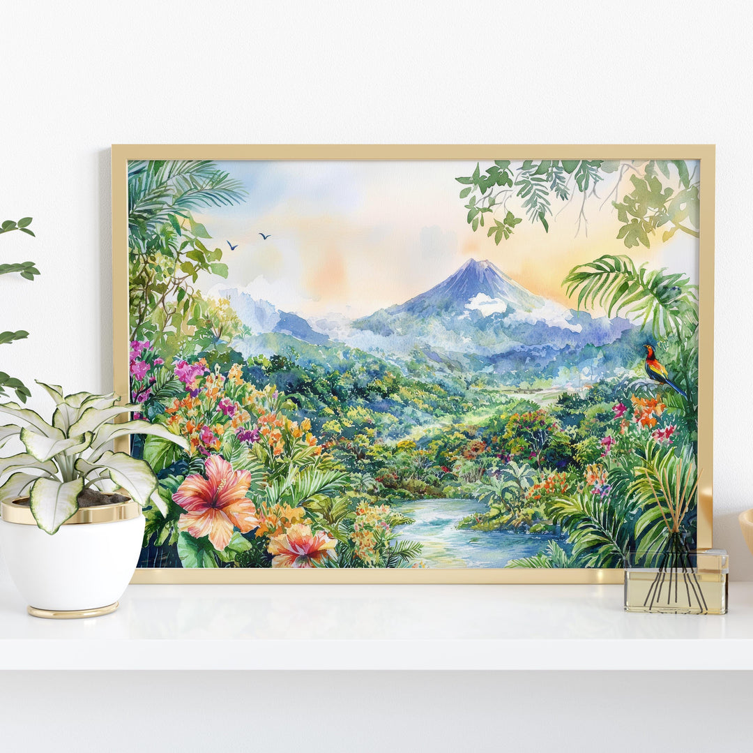 Costa Rica Watercolor Poster Landscape Wall Art Costa Rica Wall Hanging Home Décor Costa Rica Gift Art Lovers Costa Rica Wall Art