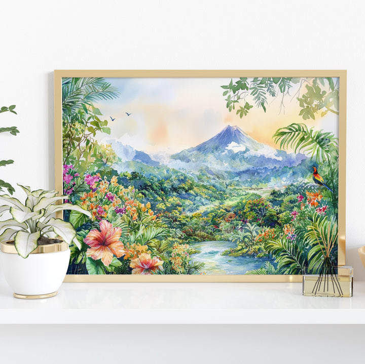 Costa Rica Watercolor Poster Landscape Wall Art Costa Rica Wall Hanging Home Décor Costa Rica Gift Art Lovers Costa Rica Wall Art