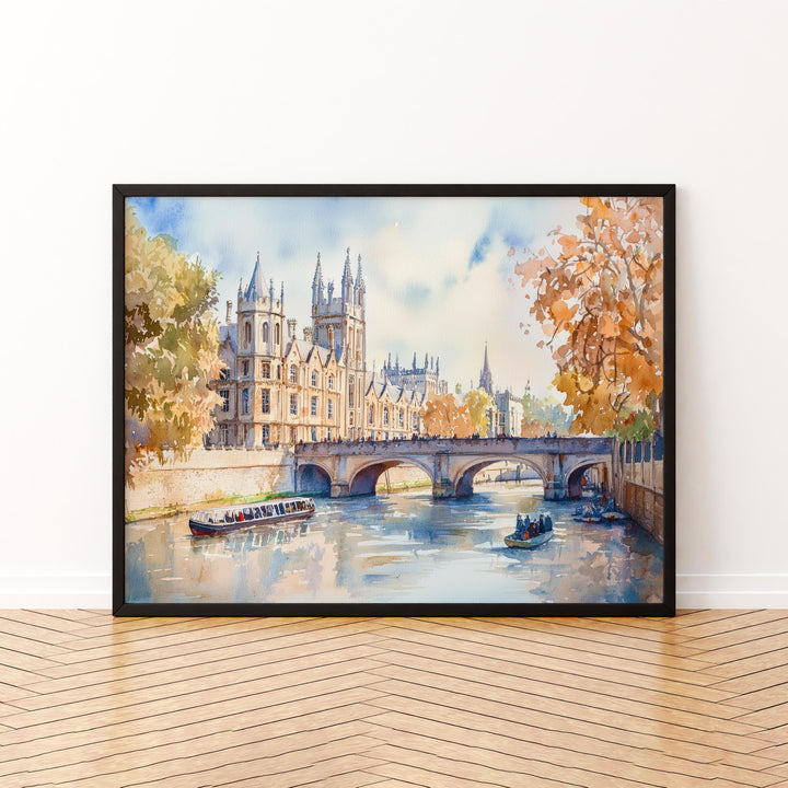 Cambridge Watercolor Poster Landscape Wall Art Cambridge Wall Hanging Home Décor Cambridge Gift Art Lovers United Kingdom Wall Art
