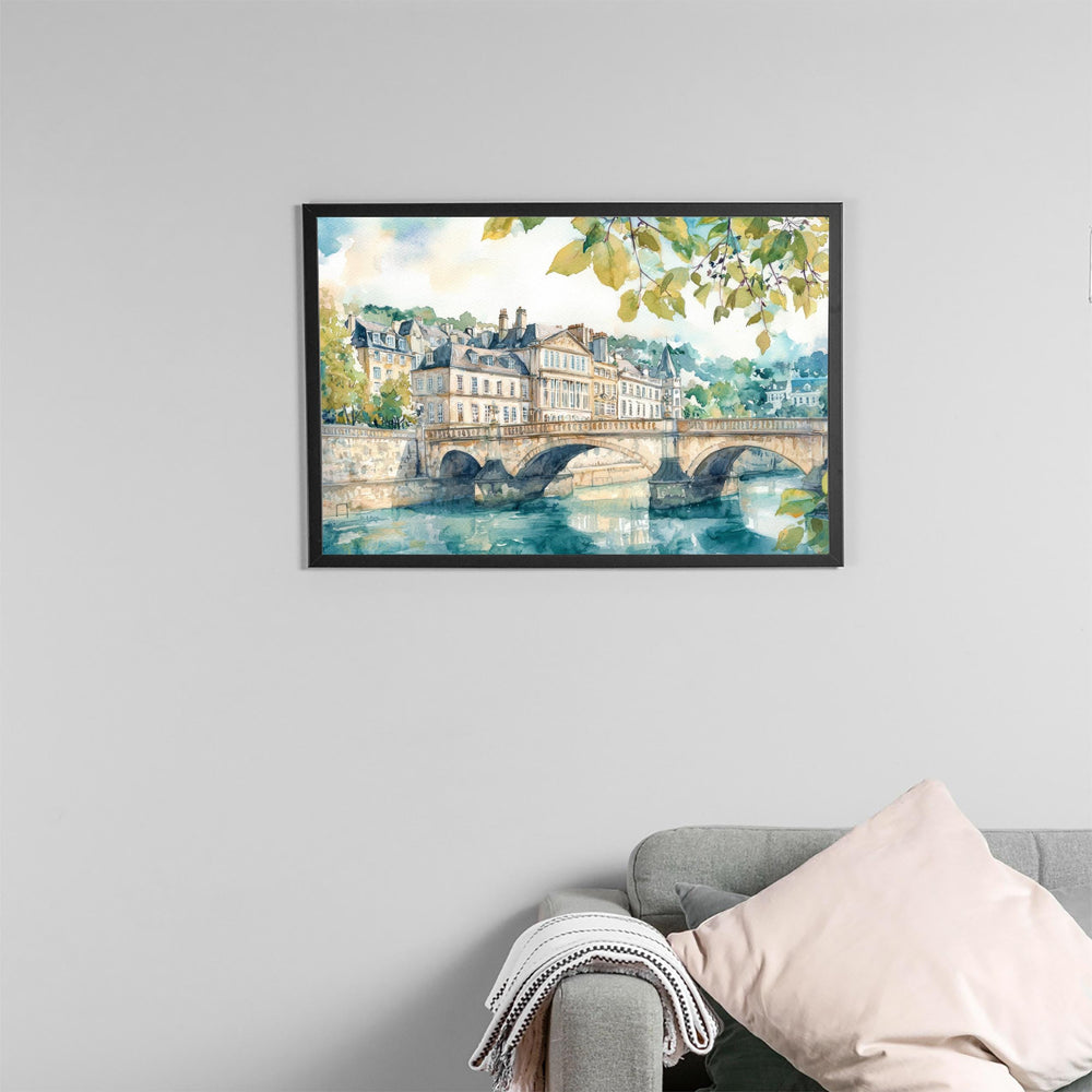 Bath Watercolor Poster Landscape Wall Art Bath Wall Hanging Home Décor Bath Gift Art Lovers United Kingdom Wall Art