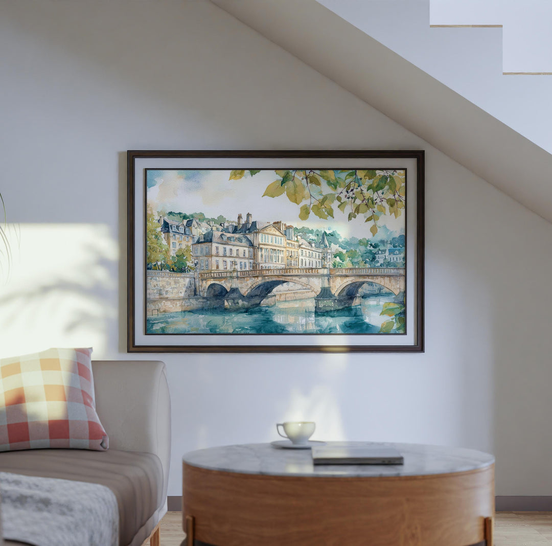 Bath Watercolor Poster Landscape Wall Art Bath Wall Hanging Home Décor Bath Gift Art Lovers United Kingdom Wall Art