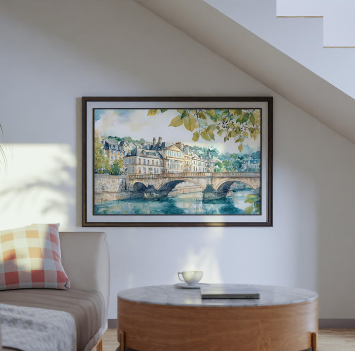 Bath Watercolor Poster Landscape Wall Art Bath Wall Hanging Home Décor Bath Gift Art Lovers United Kingdom Wall Art