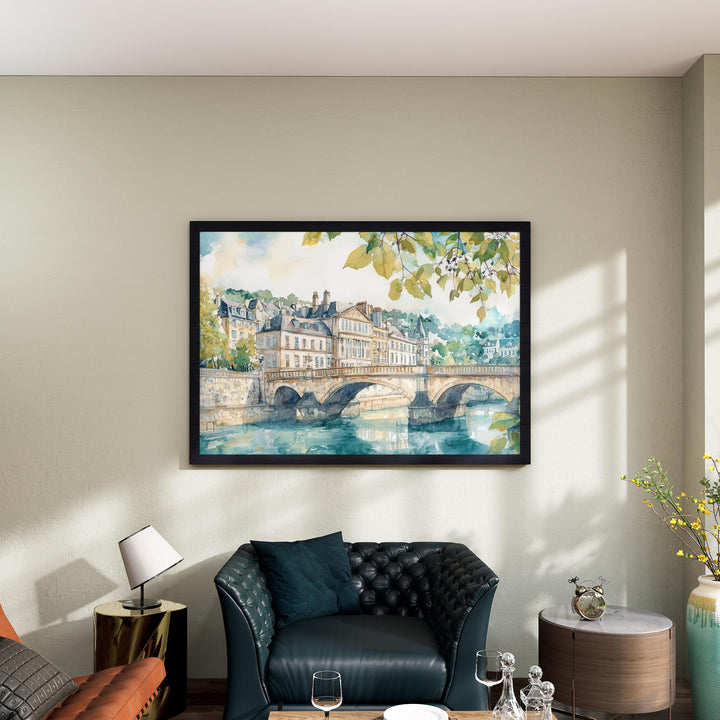 Bath Watercolor Poster Landscape Wall Art Bath Wall Hanging Home Décor Bath Gift Art Lovers United Kingdom Wall Art