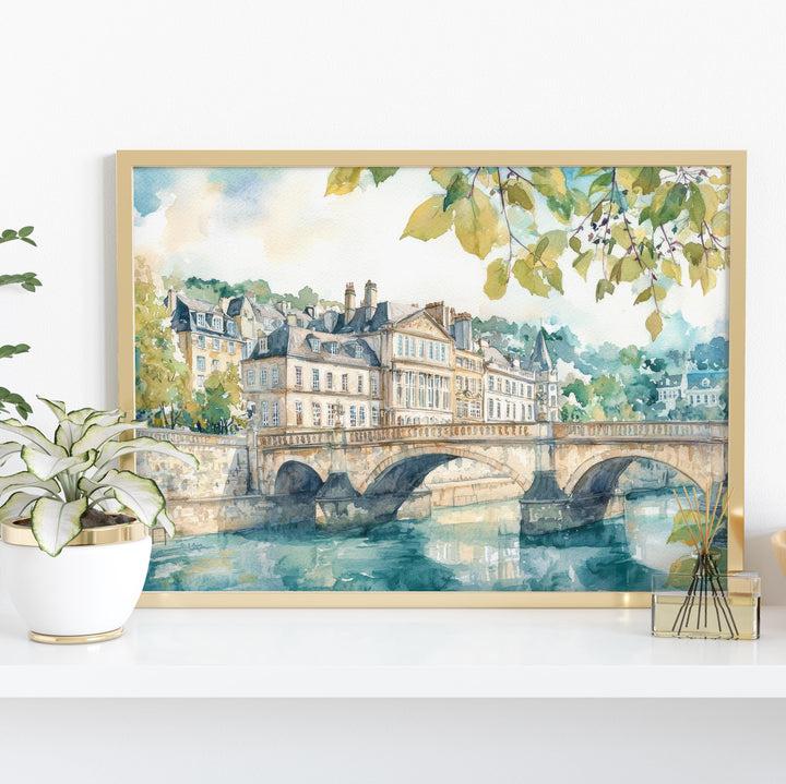 Bath Watercolor Poster Landscape Wall Art Bath Wall Hanging Home Décor Bath Gift Art Lovers United Kingdom Wall Art