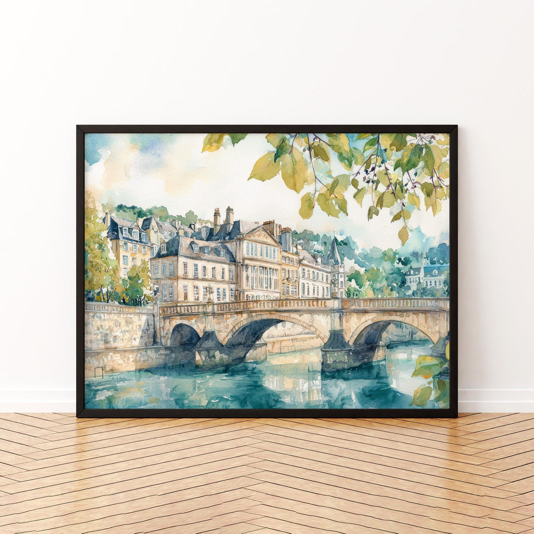 Bath Watercolor Poster Landscape Wall Art Bath Wall Hanging Home Décor Bath Gift Art Lovers United Kingdom Wall Art
