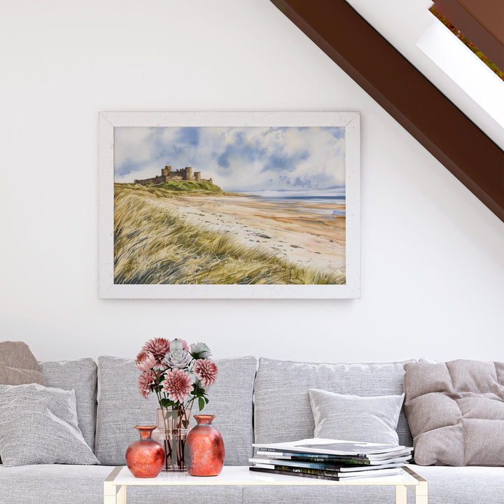 Bamburgh Castle Watercolor Poster Landscape Wall Art Bamburgh Castle Wall Hanging Home Décor Bamburgh Castle Gift Art Lovers United Kingdom