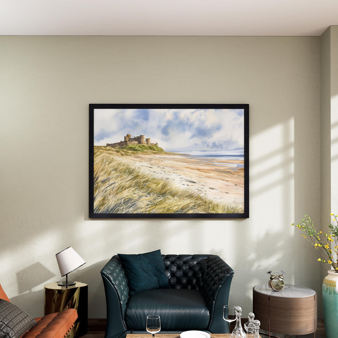 Bamburgh Castle Watercolor Poster Landscape Wall Art Bamburgh Castle Wall Hanging Home Décor Bamburgh Castle Gift Art Lovers United Kingdom