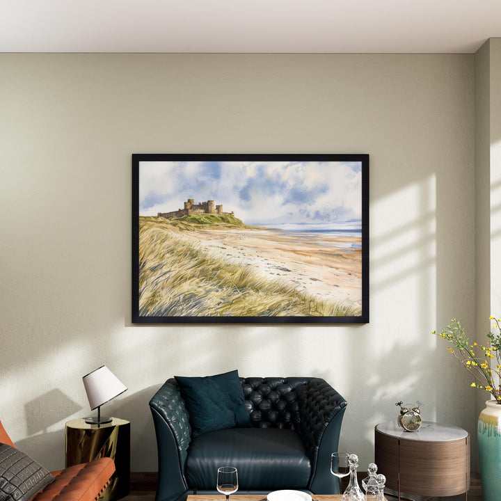 Bamburgh Castle Watercolor Poster Landscape Wall Art Bamburgh Castle Wall Hanging Home Décor Bamburgh Castle Gift Art Lovers United Kingdom