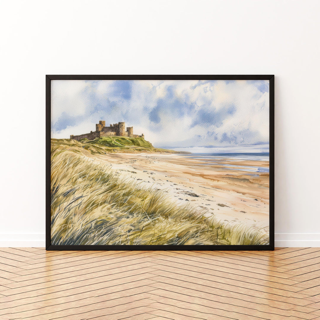 Bamburgh Castle Watercolor Poster Landscape Wall Art Bamburgh Castle Wall Hanging Home Décor Bamburgh Castle Gift Art Lovers United Kingdom