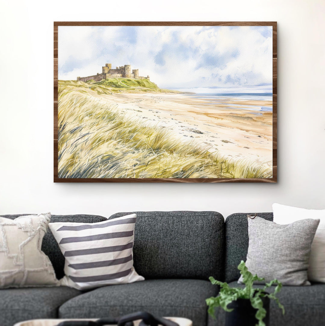 Bamburgh Castle Watercolor Poster Landscape Wall Art Bamburgh Castle Wall Hanging Home Décor Bamburgh Castle Gift Art Lovers United Kingdom