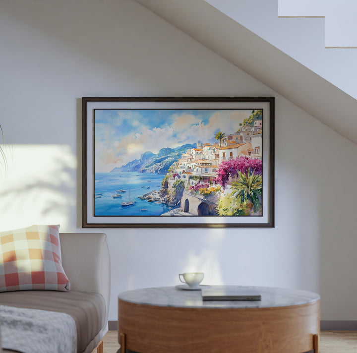 Amalfi Watercolor Poster Landscape Wall Art Amalfi Wall Hanging Home Décor Amalfi Gift Art Lovers Italy Wall Art
