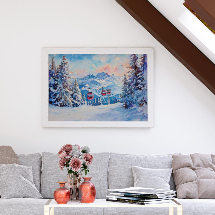 La Plagne Watercolor Poster Landscape Wall Art La Plagne Wall Hanging Home Décor La Plagne Gift Art Lovers France Wall Art