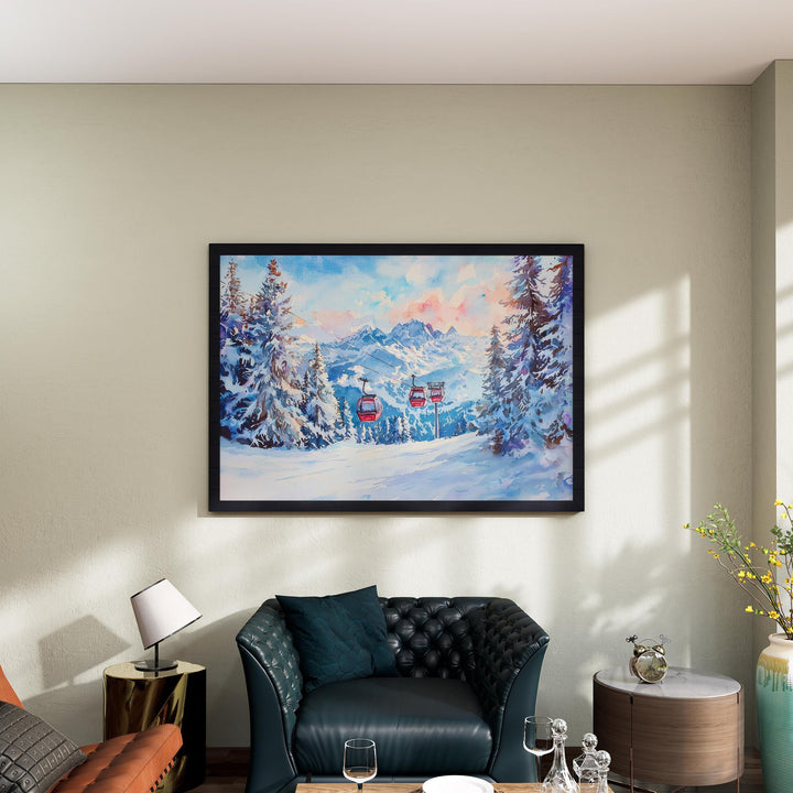 La Plagne Watercolor Poster Landscape Wall Art La Plagne Wall Hanging Home Décor La Plagne Gift Art Lovers France Wall Art