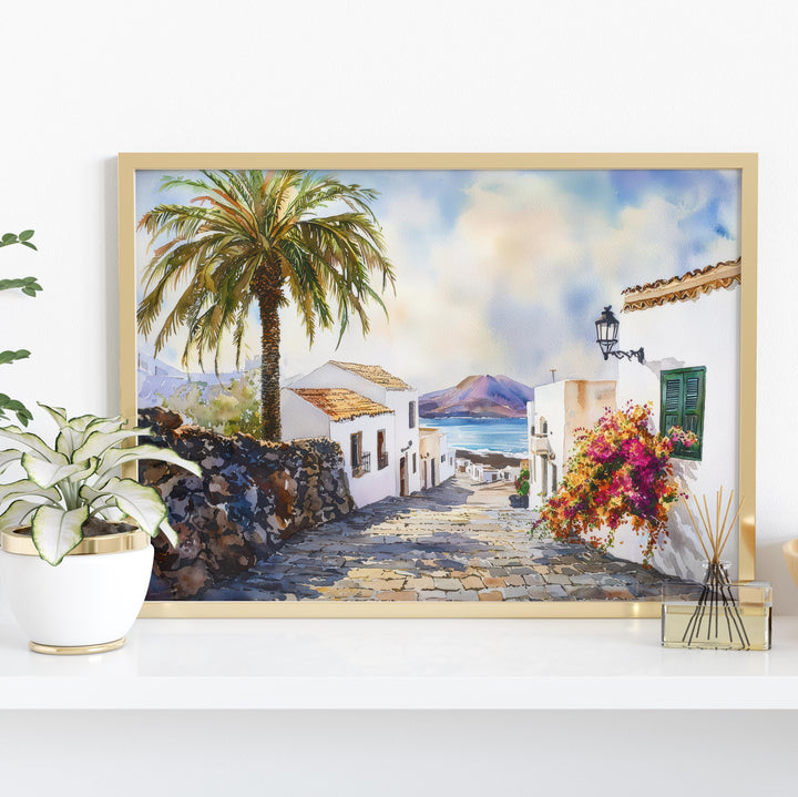 Lanzarote Watercolor Poster Landscape Wall Art Lanzarote Wall Hanging Home Décor Lanzarote Gift Art Lovers Spain Wall Art