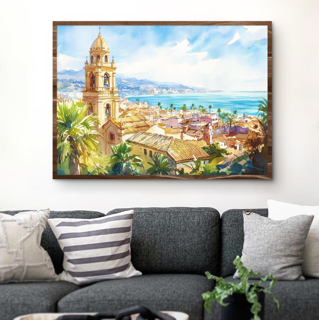 Malaga Watercolor Poster Landscape Wall Art Malaga Wall Hanging Home Décor Malaga Gift Art Lovers Spain Wall Art