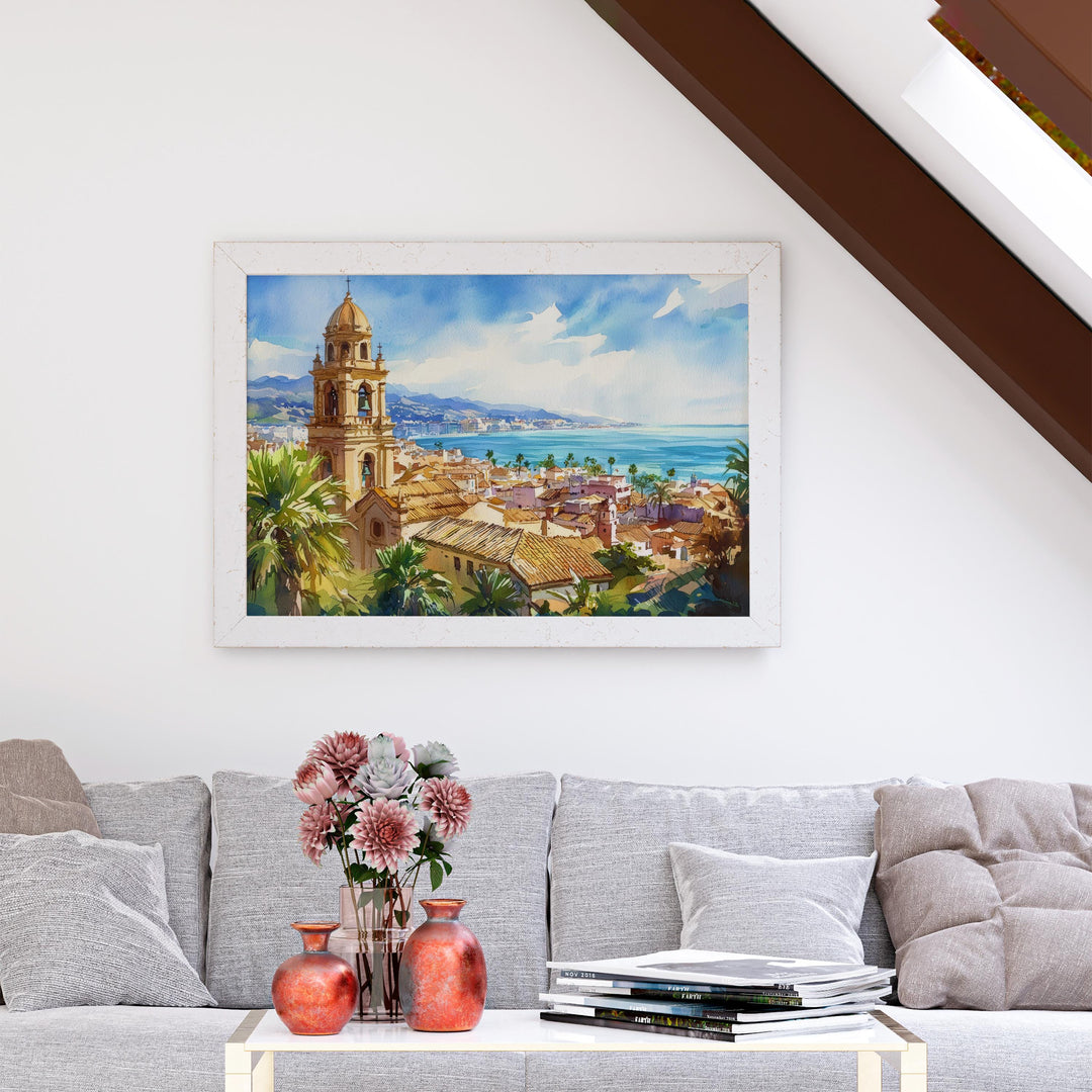 Malaga Watercolor Poster Landscape Wall Art Malaga Wall Hanging Home Décor Malaga Gift Art Lovers Spain Wall Art