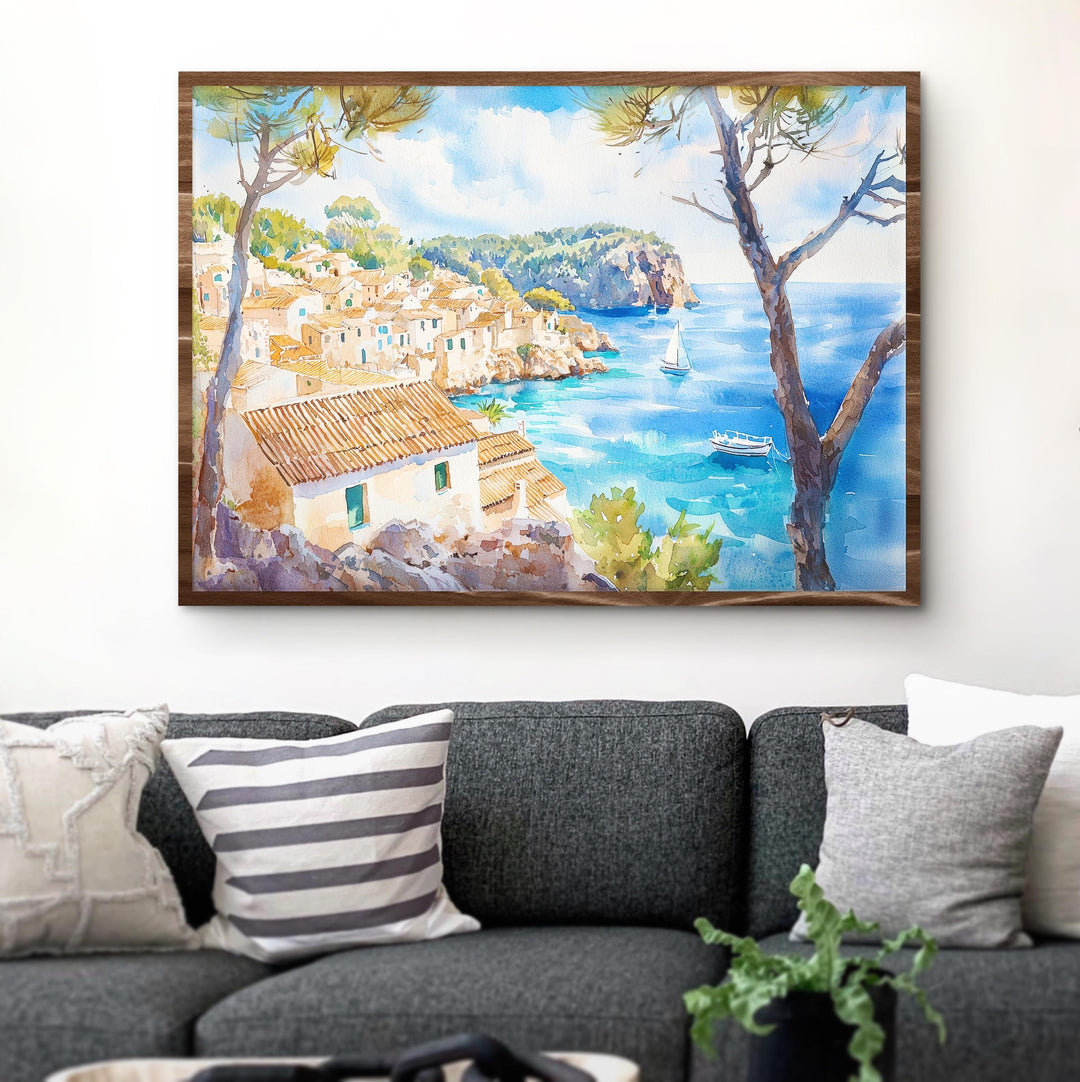 Mallorca Watercolor Poster Landscape Wall Art Mallorca Wall Hanging Home Décor Mallorca Gift Art Lovers Spain Wall Art