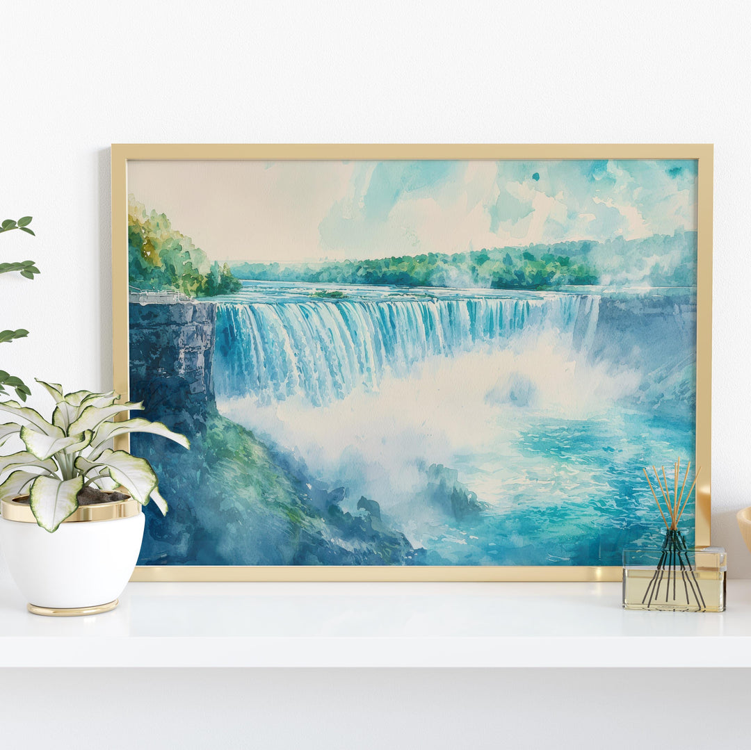 Niagara Falls Watercolor Poster Landscape Wall Art Niagara Falls Wall Hanging Home Décor Niagara Falls Gift Art Lovers United States Art