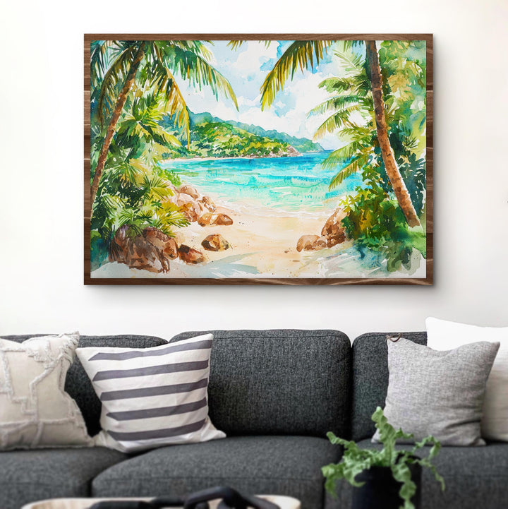 Seychelles Watercolor Poster Landscape Wall Art Seychelles Wall Hanging Home Décor Seychelles Gift Art Lovers Seychelles Wall Art