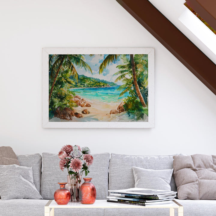 Seychelles Watercolor Poster Landscape Wall Art Seychelles Wall Hanging Home Décor Seychelles Gift Art Lovers Seychelles Wall Art