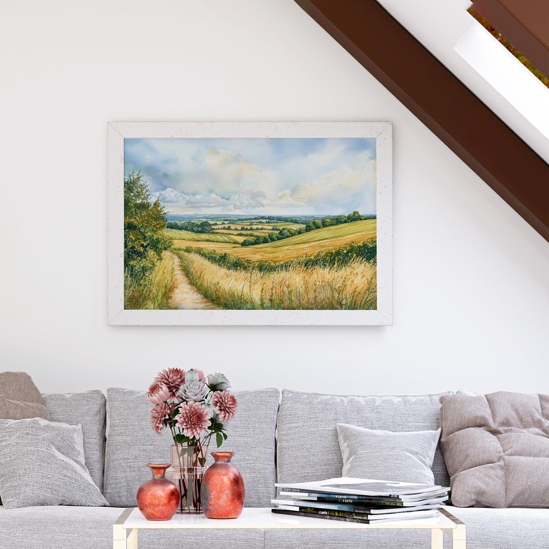 Surrey Hills Watercolor Poster Landscape Wall Art Surrey Hills Wall Hanging Home Décor Surrey Hills Gift Art Lovers United Kingdom Wall Art