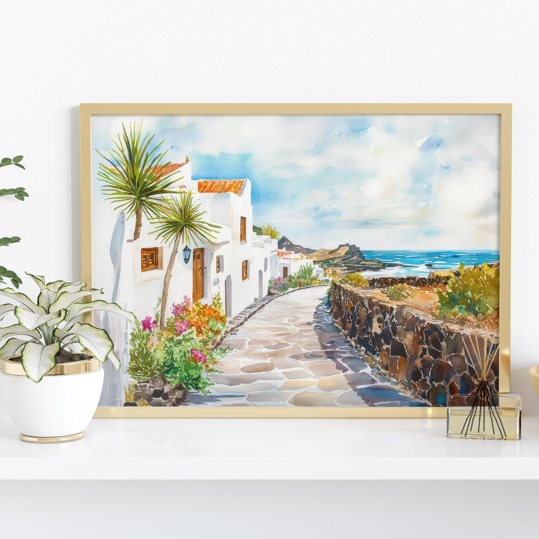 Lanzarote Watercolor Poster Landscape Wall Art Lanzarote Wall Hanging Home Décor Lanzarote Gift Art Lovers Spain Wall Art