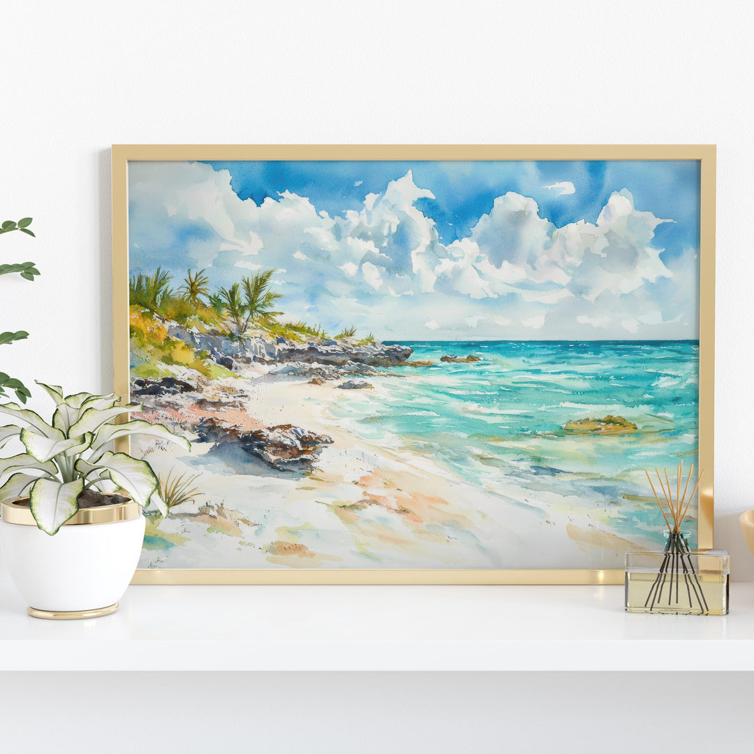 Turks and Caicos Islands Watercolor Poster Landscape Wall Art Turks and Caicos Islands Wall Hanging Home Décor Turks and Caicos Islands Gift