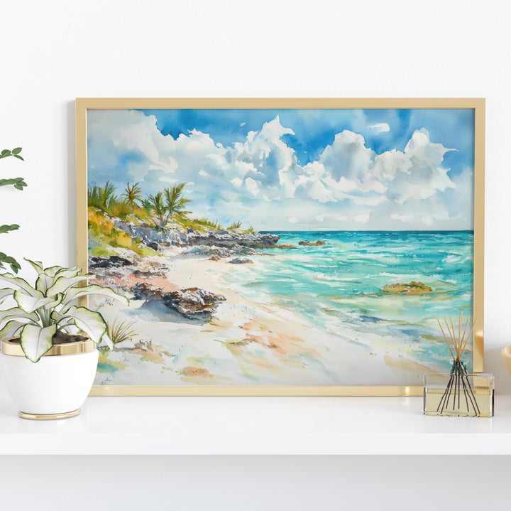 Turks and Caicos Islands Watercolor Poster Landscape Wall Art Turks and Caicos Islands Wall Hanging Home Décor Turks and Caicos Islands Gift