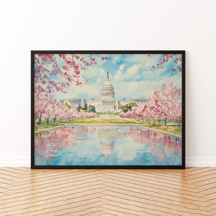 Washington DC Watercolor Poster Landscape Wall Art Washington DC Wall Hanging Home Décor Washington DC Gift Art Lovers United States Art