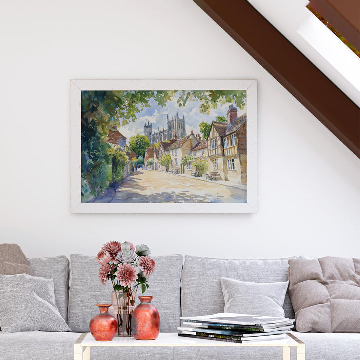 Winchester Watercolor Poster Landscape Wall Art Winchester Wall Hanging Home Décor Winchester Gift Art Lovers United Kingdom Wall Art