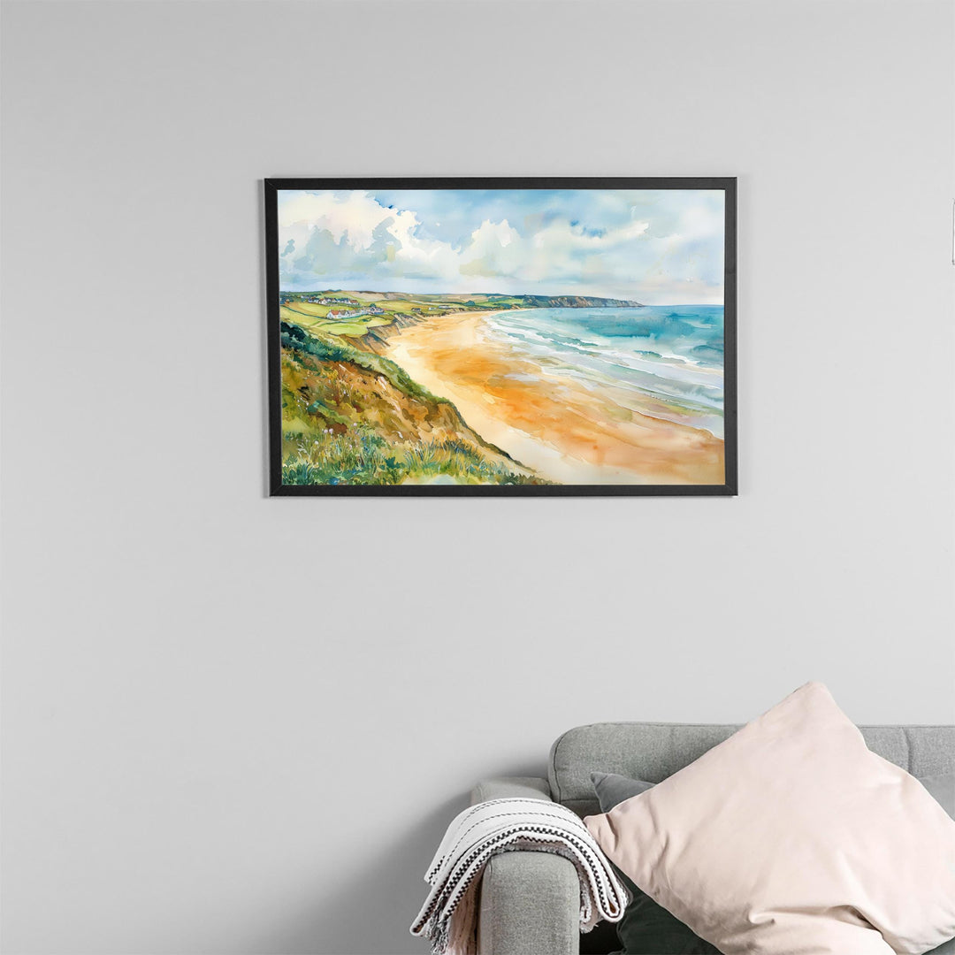 Woolacombe Watercolor Poster Landscape Wall Art Woolacombe Wall Hanging Home Décor Woolacombe Gift Art Lovers United Kingdom Wall Art