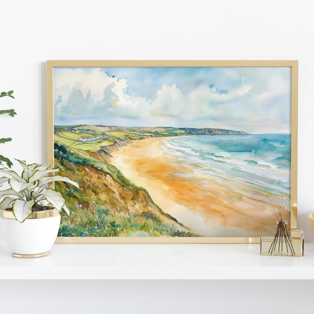 Woolacombe Watercolor Poster Landscape Wall Art Woolacombe Wall Hanging Home Décor Woolacombe Gift Art Lovers United Kingdom Wall Art