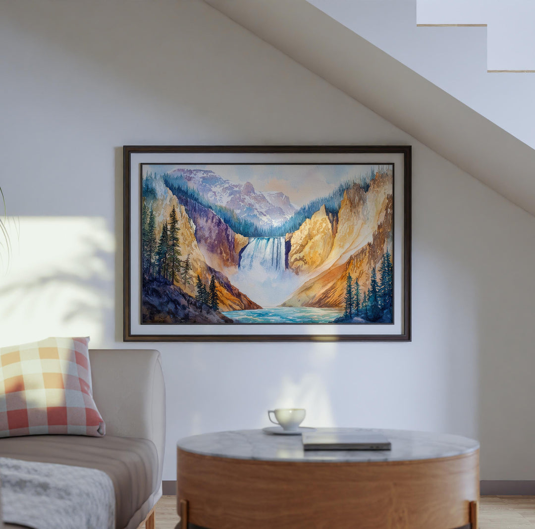 Yellowstone Watercolor Poster Landscape Wall Art Yellowstone Wall Hanging Home Décor Yellowstone Gift Art Lovers United States Wall Art