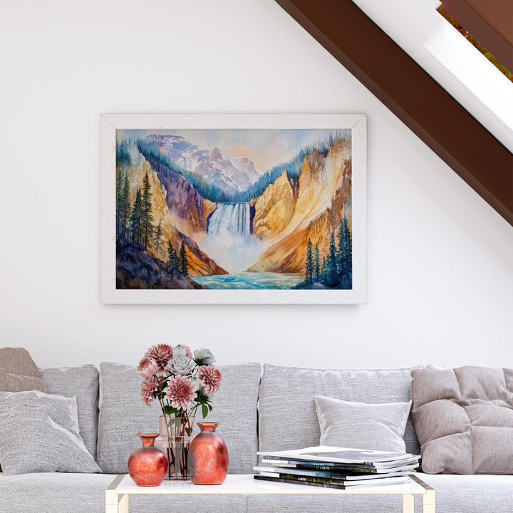 Yellowstone Watercolor Poster Landscape Wall Art Yellowstone Wall Hanging Home Décor Yellowstone Gift Art Lovers United States Wall Art