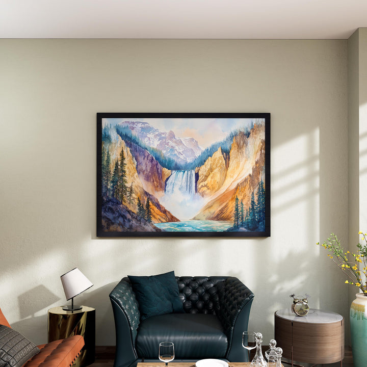 Yellowstone Watercolor Poster Landscape Wall Art Yellowstone Wall Hanging Home Décor Yellowstone Gift Art Lovers United States Wall Art